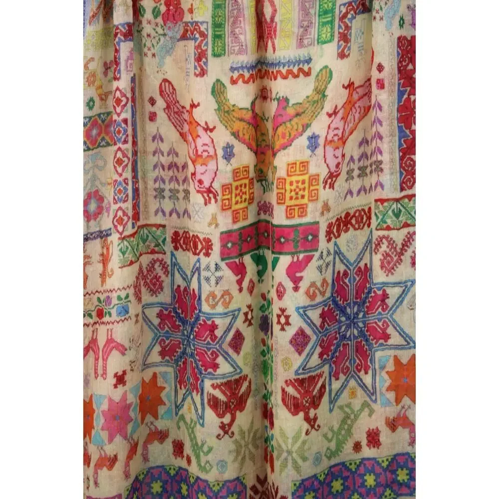 Oversized Boho Patchwork Print Scarf Woven Artsy Folk Shawl Wrap 31